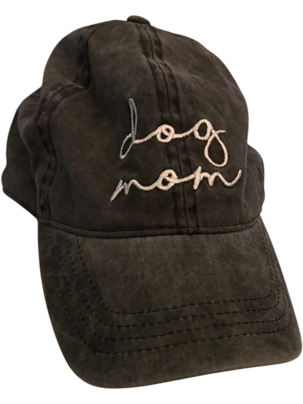 David & Young Dog Mom Distressed Black Cap, Adjustable